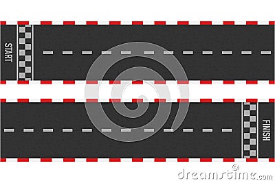 Rally races line track or road marking. Car or karting road racing vector background. Vector illustration. Vector Illustration